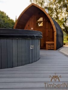 Buitensauna pod iglu hottub jacuzzi wpc – thermohout met smart pellets houtgestookte kachel (1)