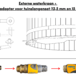 Externe waterkraan sneladapter voor tuinslangenset 125 mm en 15 mm 1