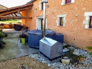 Hottub jacuzzi WPC – Thermohout met SMART pellets houtgestookte kachel 2 1