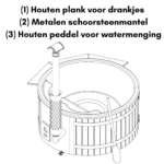 Houten plank voor drankjes Metalen schoorsteenmantel Houten peddel voor watermenging voor houten hottub