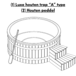 Luxe houten trap A type voor een hot tub met een externe verwarming