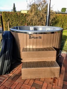 Outdoor whirlpool hot tub with Smart pellet stove testimonial 1