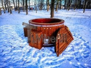 Electricity heated fiberglass hot tub with thermowood decoration 15