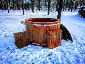 Electricity heated fiberglass hot tub with thermowood decoration 5