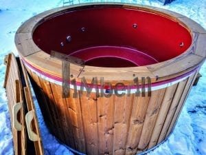 Electricity heated fiberglass hot tub with thermowood decoration 8