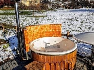Fiberglass lined hot tub with integrated burner thermo wood Wellness Royal 5