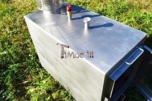 Wood fired hot tub squared heater with glass 10