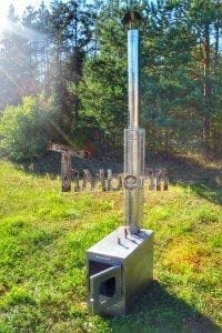 Wood fired hot tub squared heater with glass 6