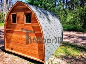 outdoor garden wooden sauna red cedar with electric heater and porch 15