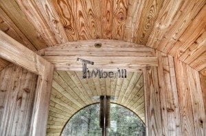 Barrel outdoor garden sauna with panoramic window 32