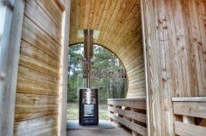 Barrel outdoor garden sauna with panoramic window 35