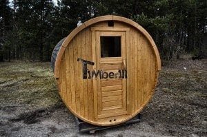 Barrel outdoor garden sauna with panoramic window 6