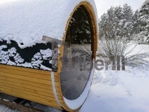 Outdoor garden sauna with full panoramic glass 7