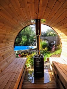 Udendørs sauna tønde i træ til haven Ole Nibe Denmark 3