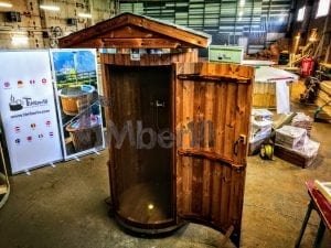 Outdoor indoor wooden shower thermo wood with LED 11