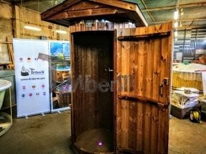 Outdoor indoor wooden shower thermo wood with LED 3