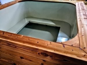 Wood fired hot tub square rectangular model with external wood burner 16