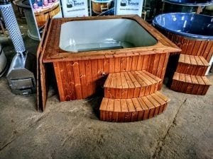 Wood fired hot tub square rectangular model with external wood burner 2