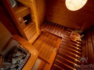 Ovale buitensauna met geintegreerd bubbelbad 76
