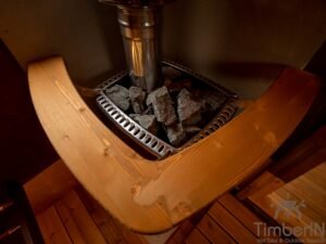 Ovale buitensauna met geintegreerd bubbelbad 78