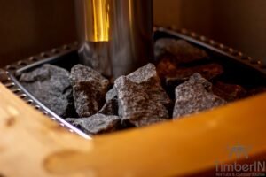 Ovale buitensauna met geintegreerd bubbelbad 84