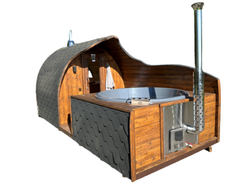2 in 1 iglo sauna met glasvezelhottub (1)